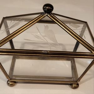 Vintage Glass and Brass Trinket Box